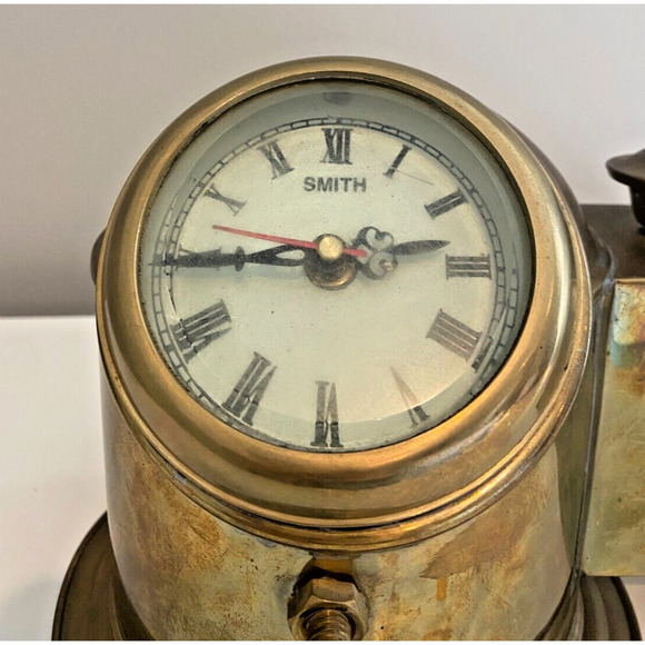 Antique Brass Gimbled Helmet Clock Nautical Maritime Home & Office Decor - Picture 5 of 7